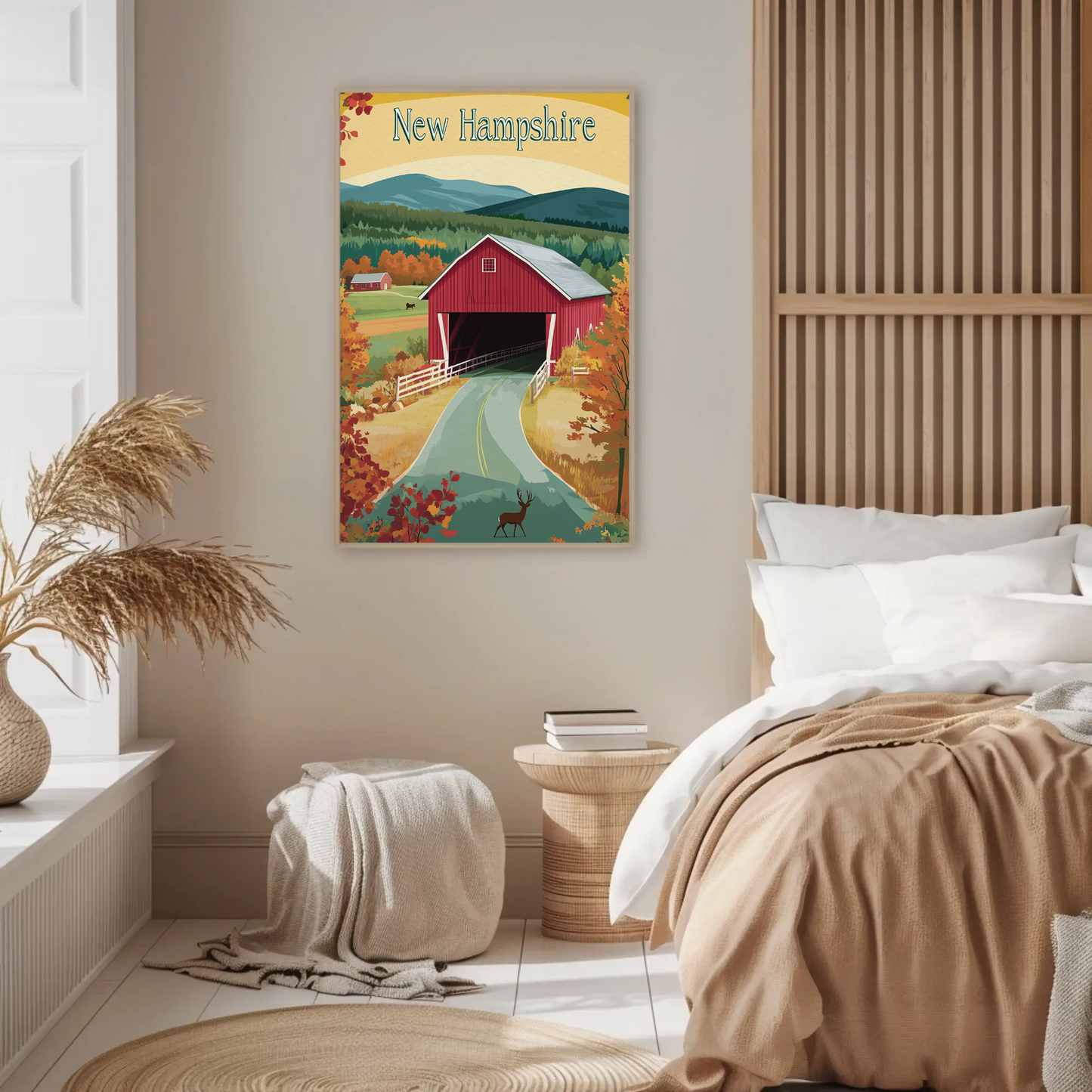 New Hampshire Vintage Poster Covered Bridge