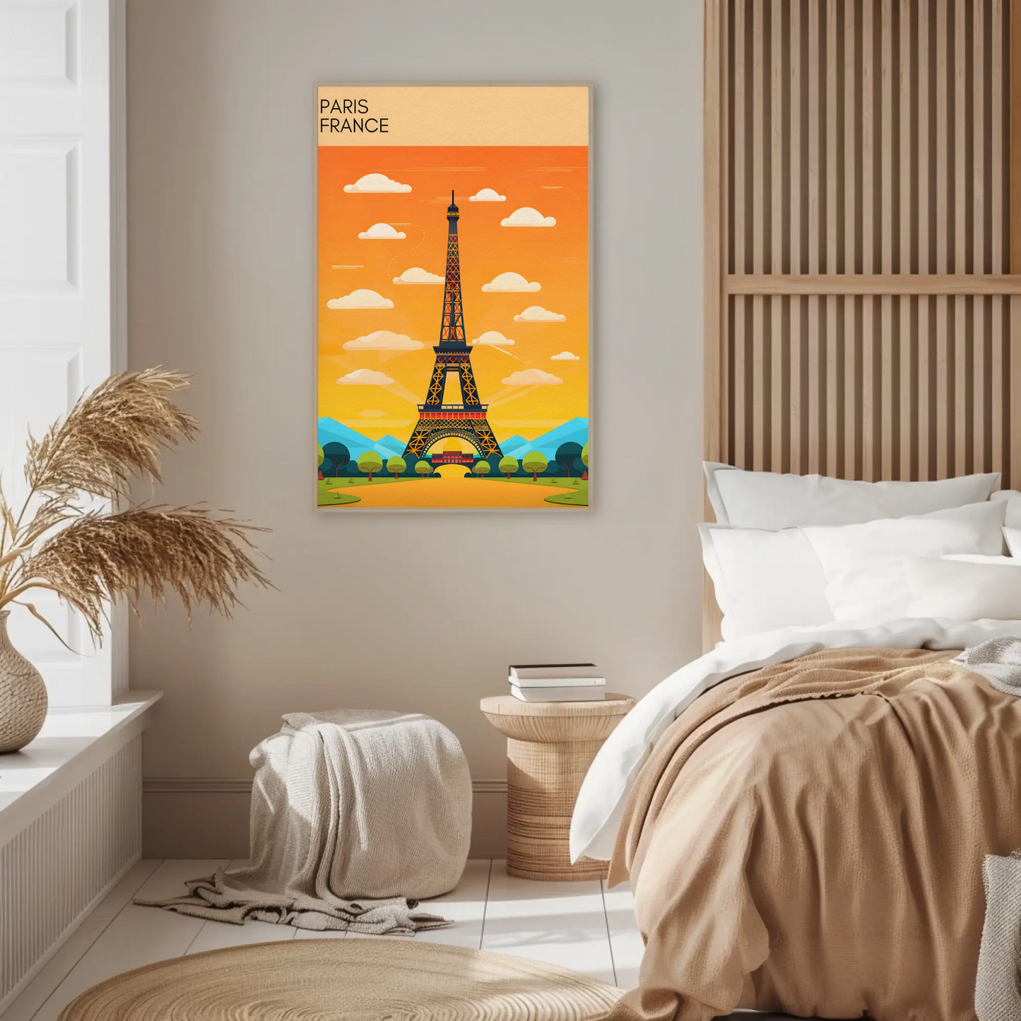 Paris France Bright Cartoon Eiffel Tower