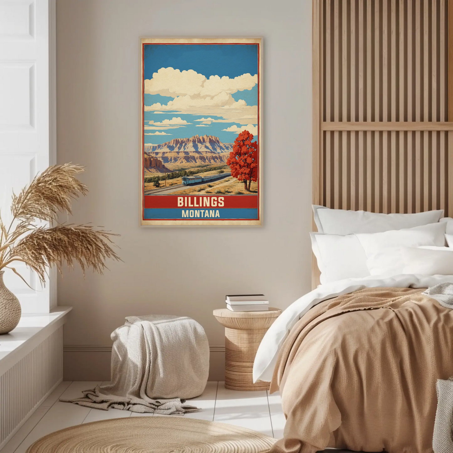 Billings Montana Canyon Train Vintage Travel Poster