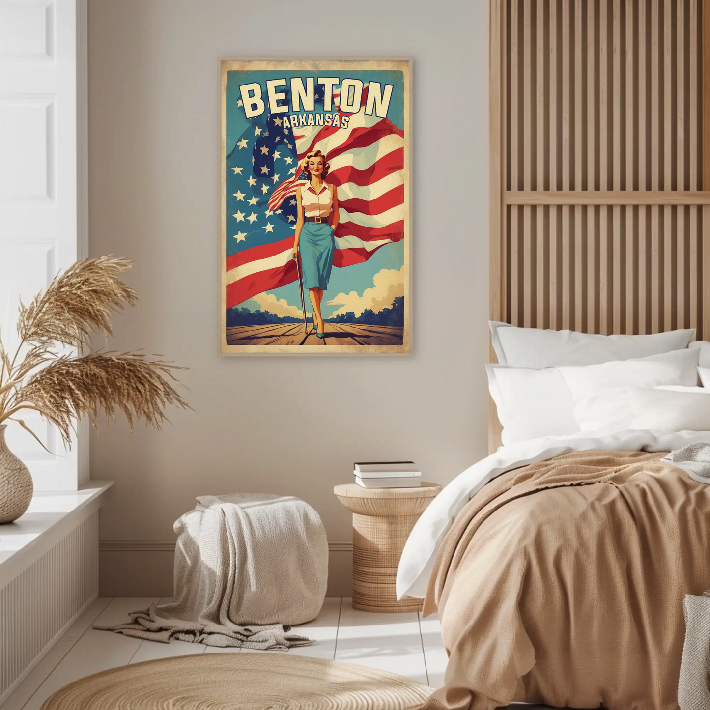 Benton Arkansas Pinup Patriot Vintage Travel Poster