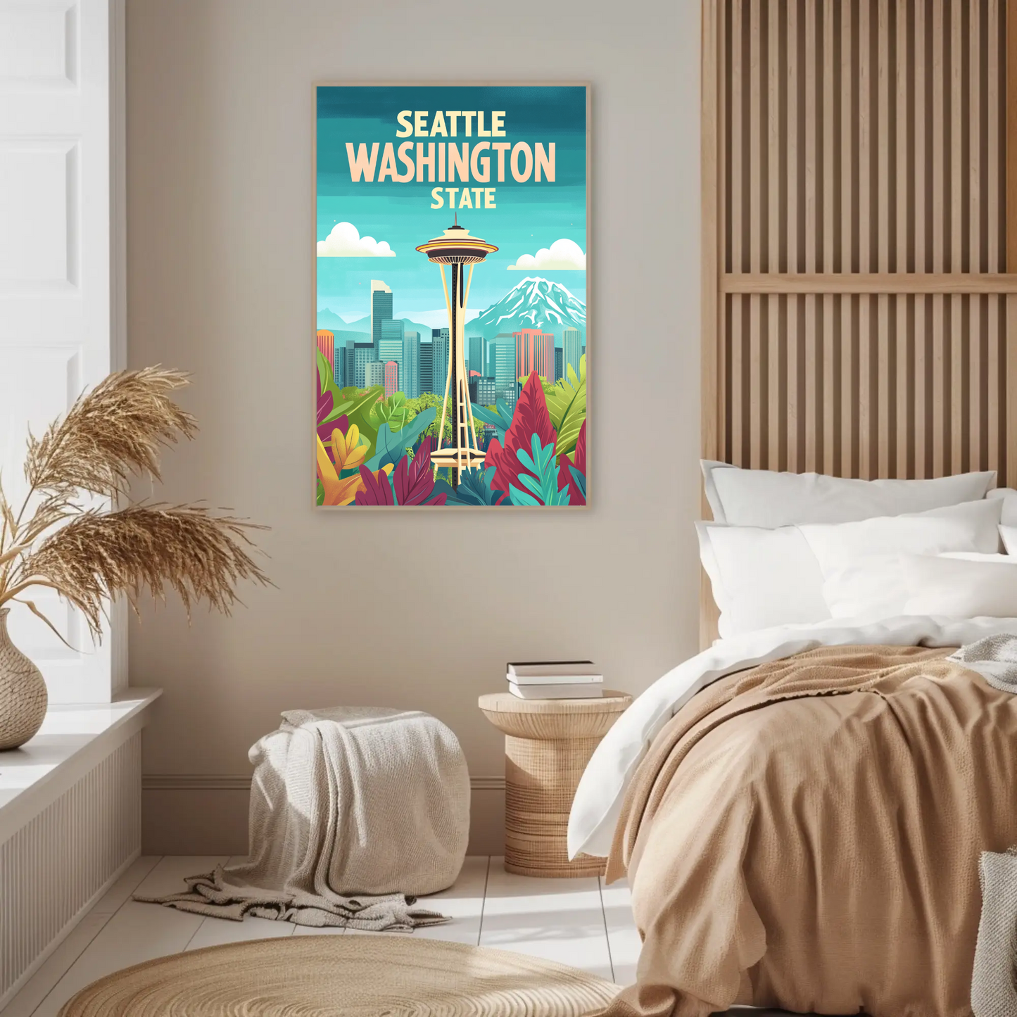 Seattle Washington State Vintage Style Poster