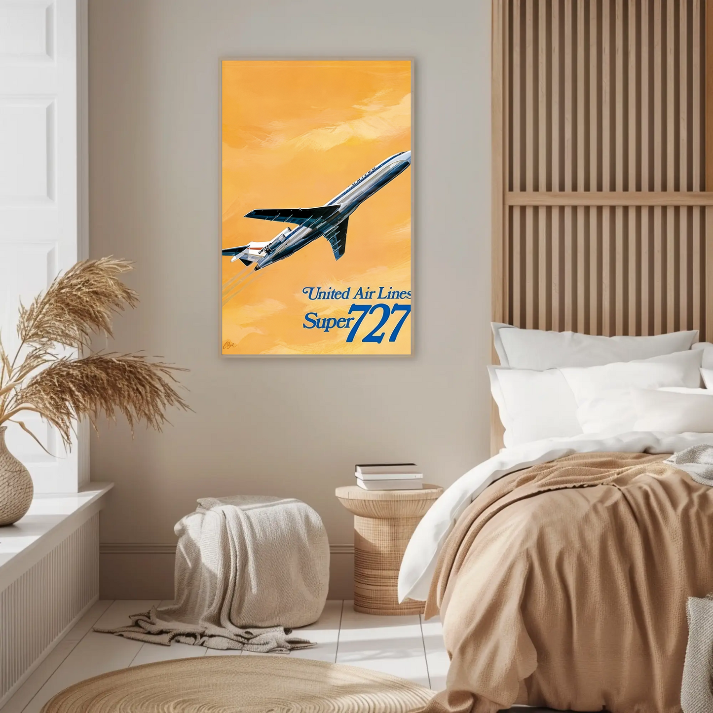 United Airlines Super 727 Vintage Poster