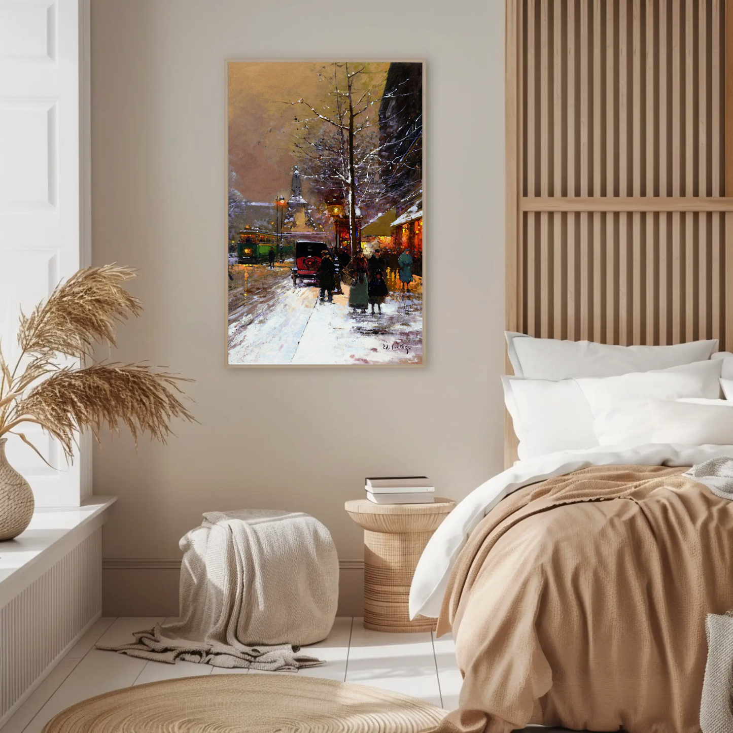Paris Winter Street Scene – Snowy Evening