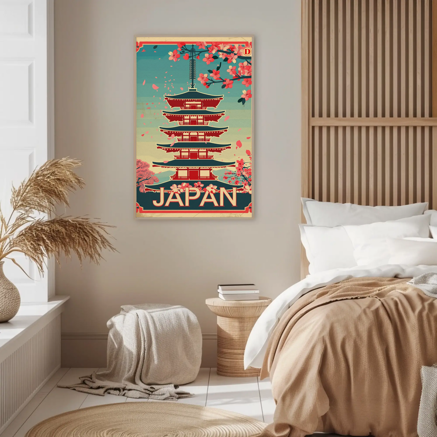 Japan Vintage Travel Poster - Cherry Blossoms