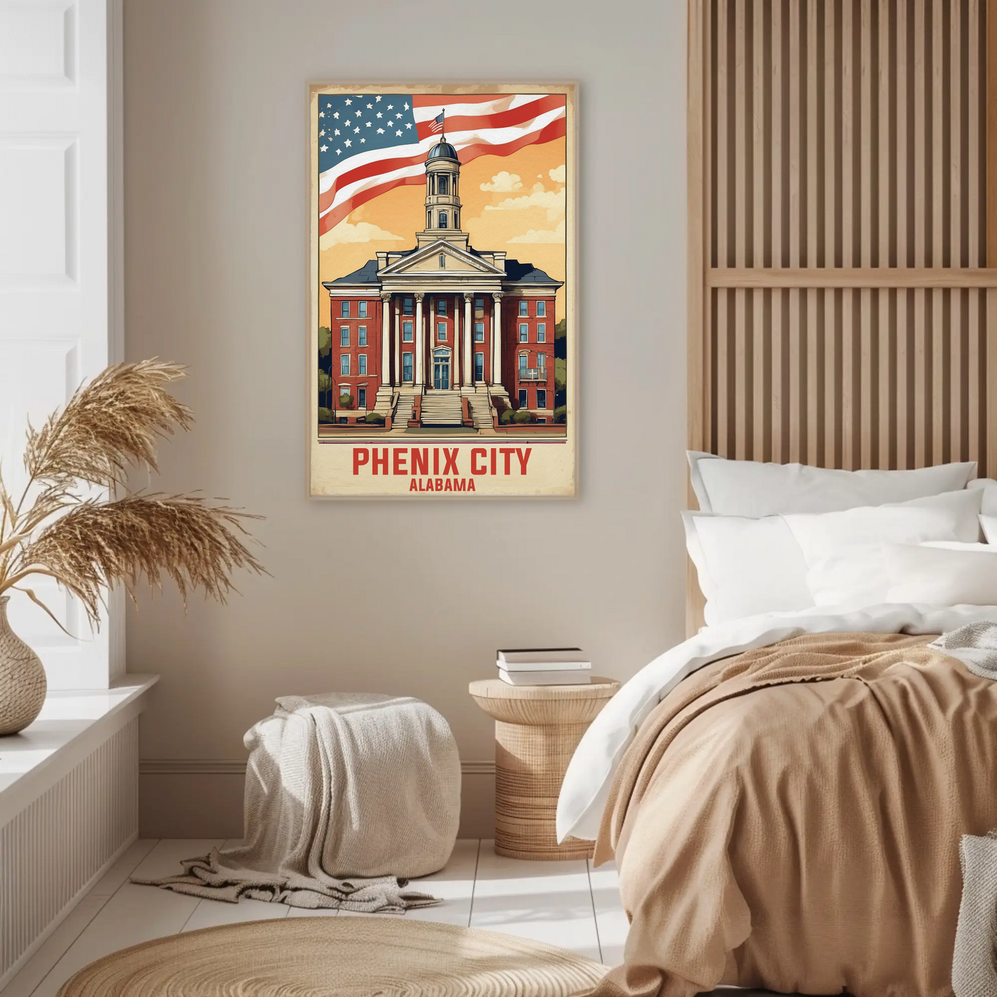 Phenix City Alabama Vintage Travel Poster Artwork