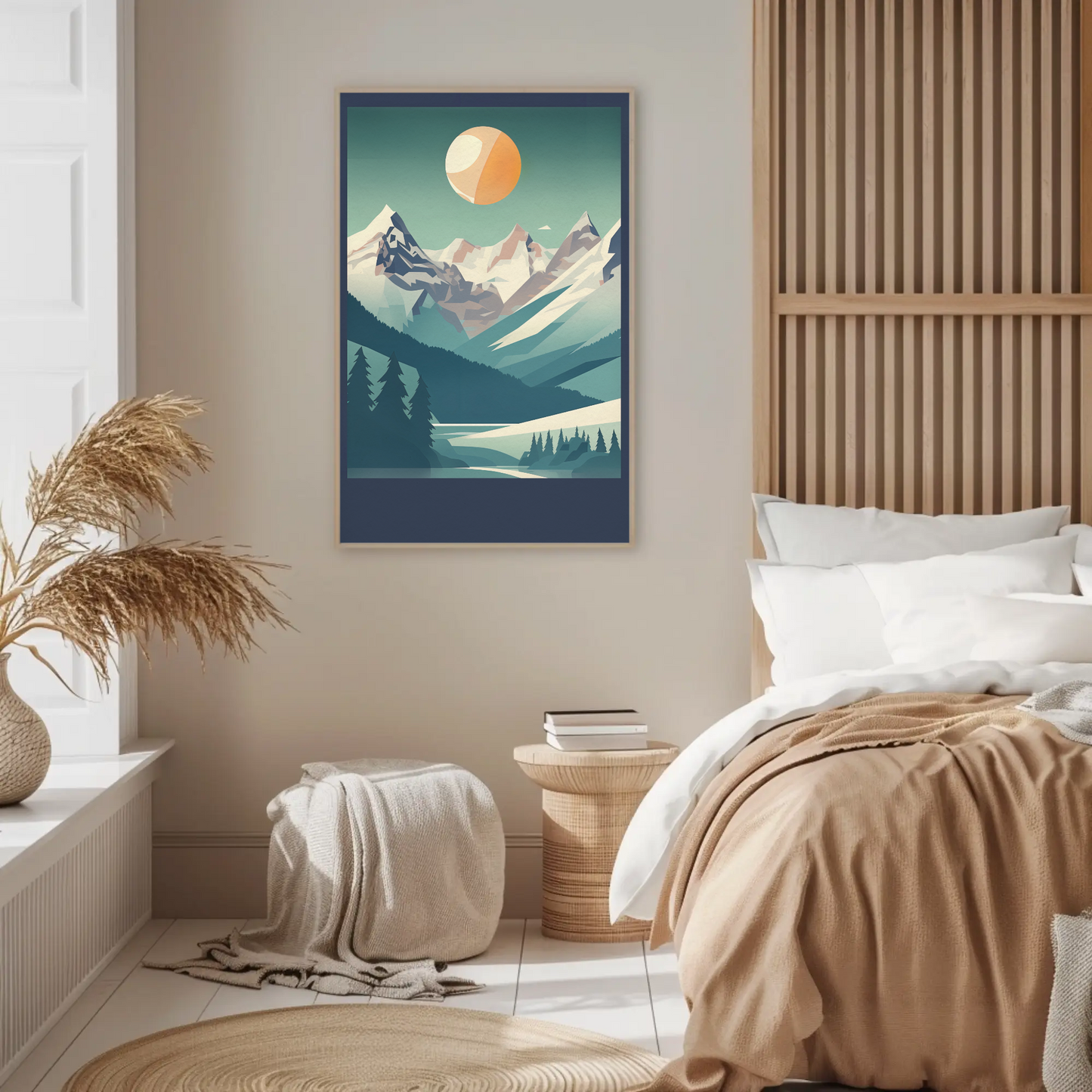 Alpine Summit Sunrise Explorer Scene Vintage Travel Poster