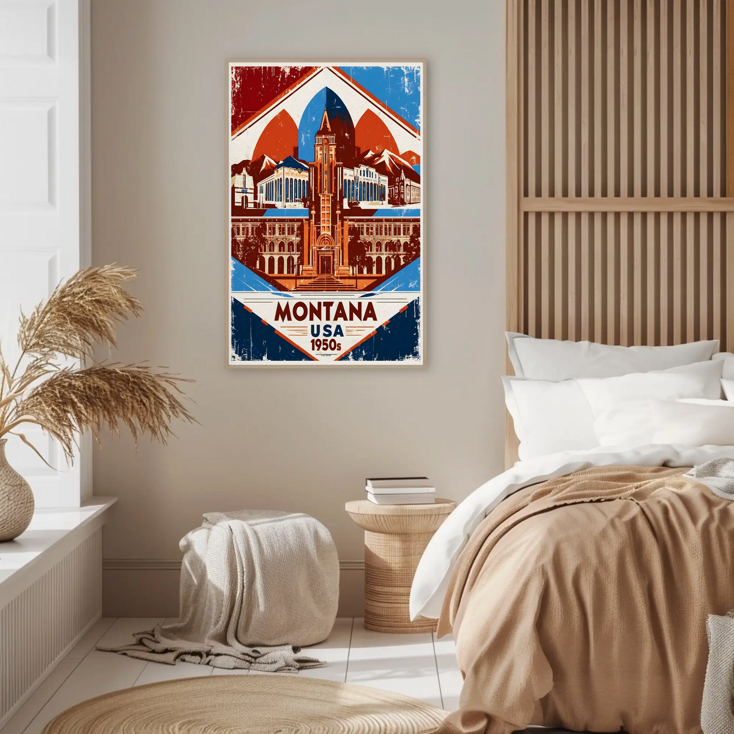 Montana USA 1950s Mountain Capitol Vintage Travel Poster