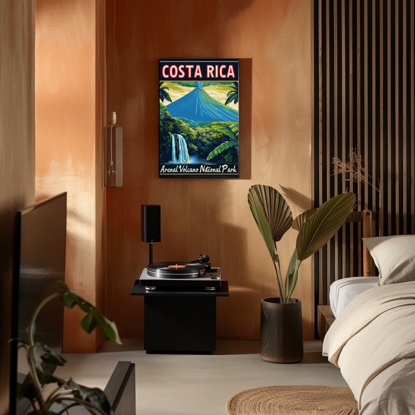 Costa Rica Arenal Volcano National Park Vintage Style Poster