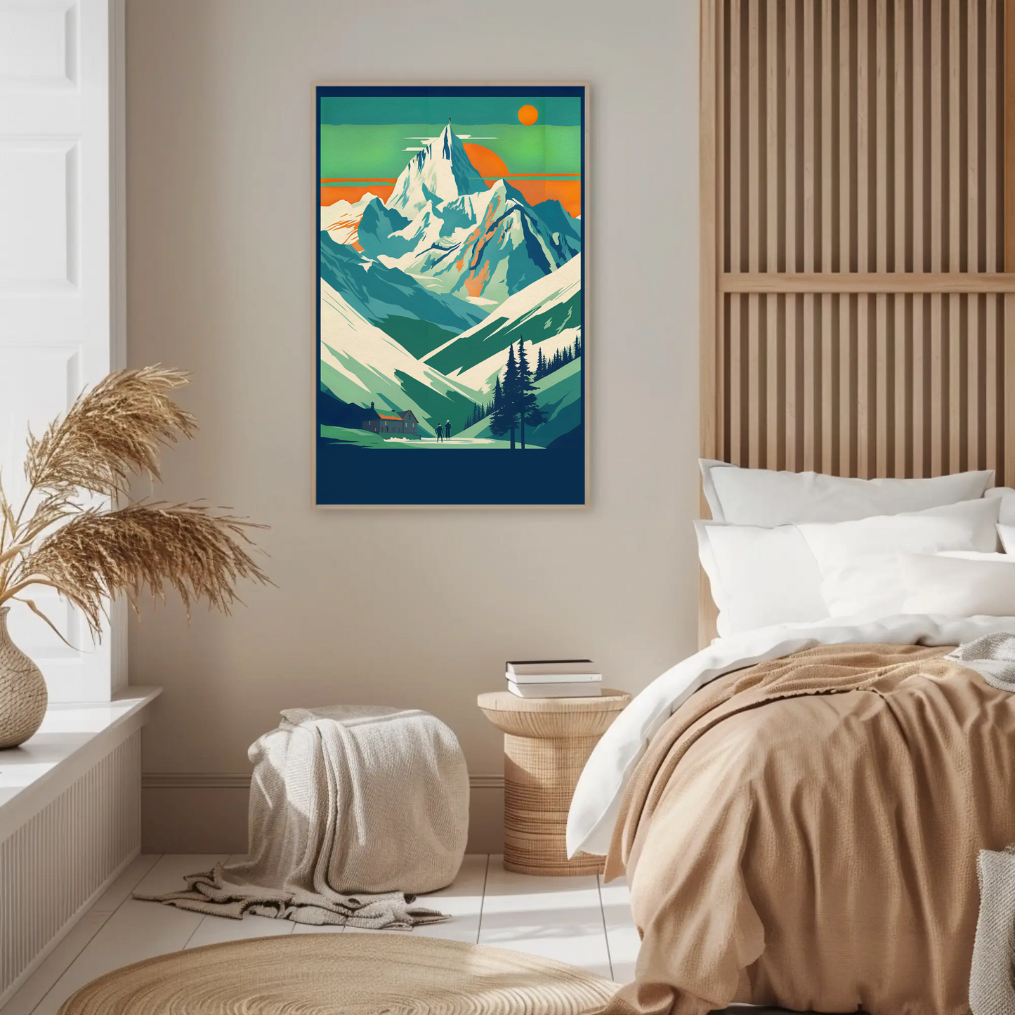 Cable Cars Over Dramatic Mountain Valley Vintage Travel Poster