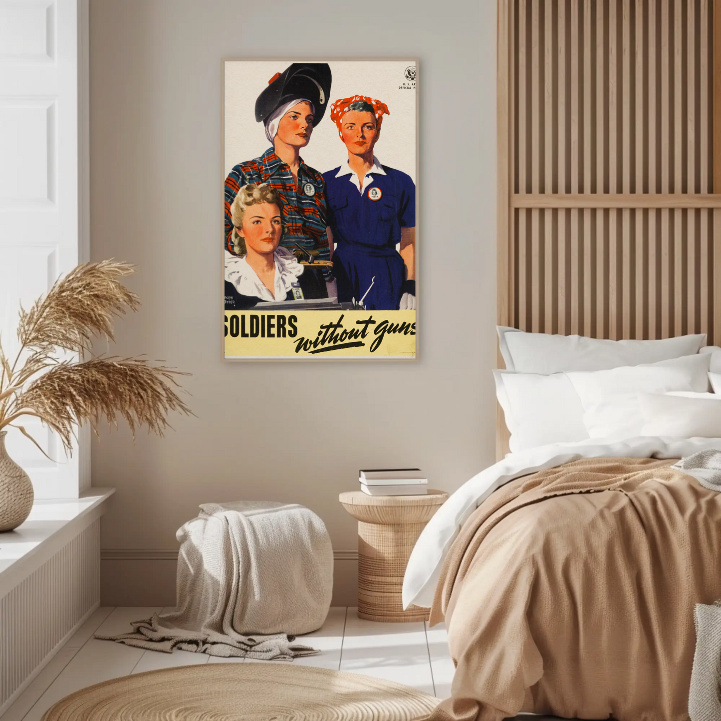 Women Workers Soldiers Without Guns Vintage War Propaganda Poster