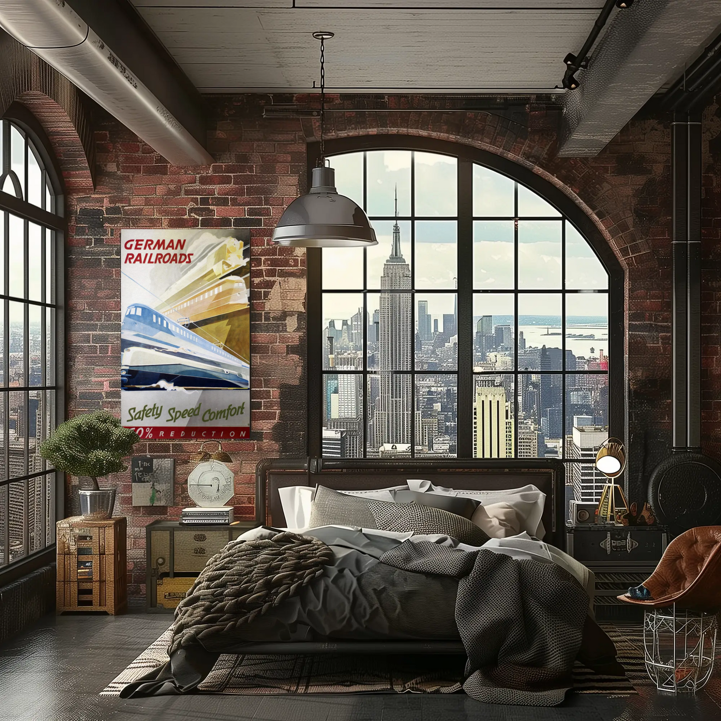 German Railroads Vintage Poster Speed Comfort