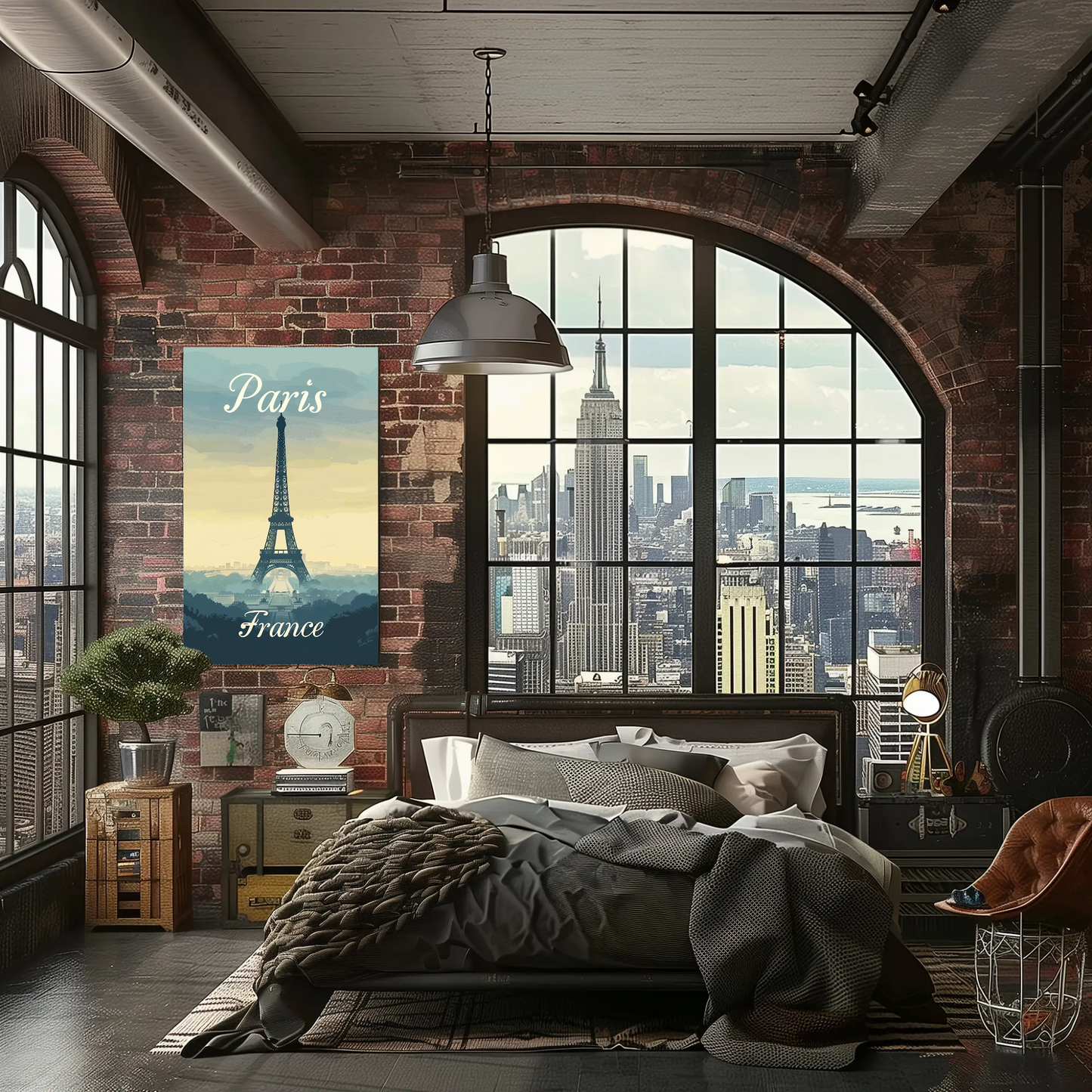 Paris, France - Eiffel Tower Vintage Style Poster