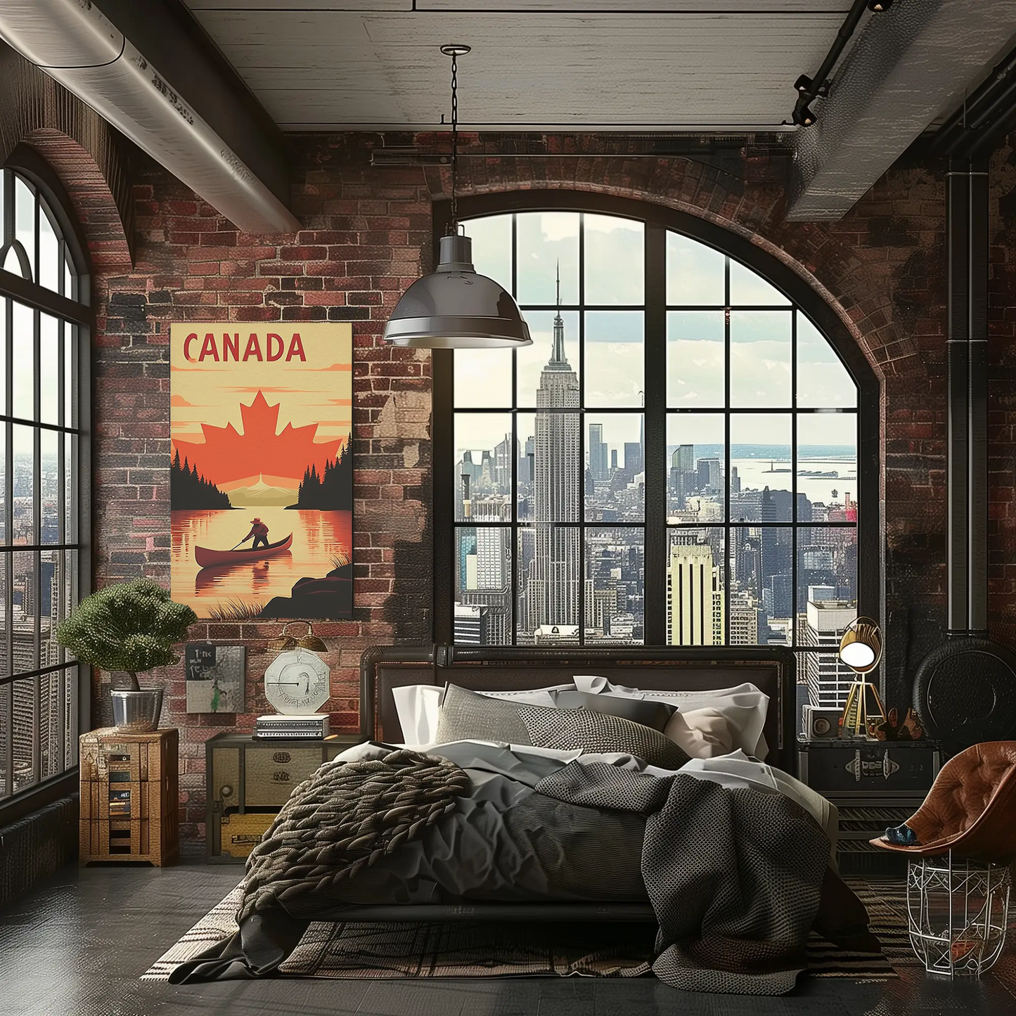 Vintage Poster Canada Canoe Sunset
