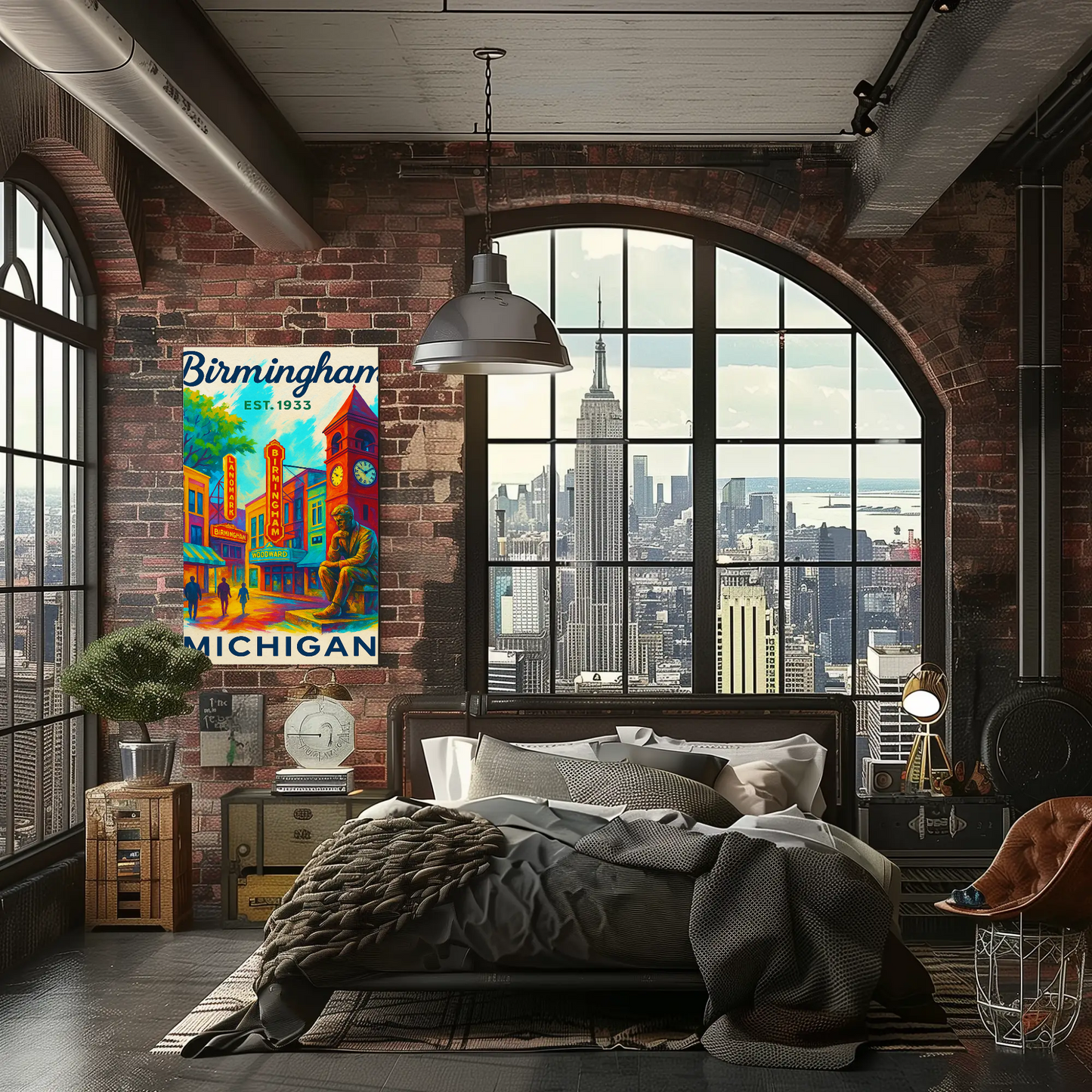 Birmingham Michigan Est. 1933 Wall Art Vintage Travel Poster