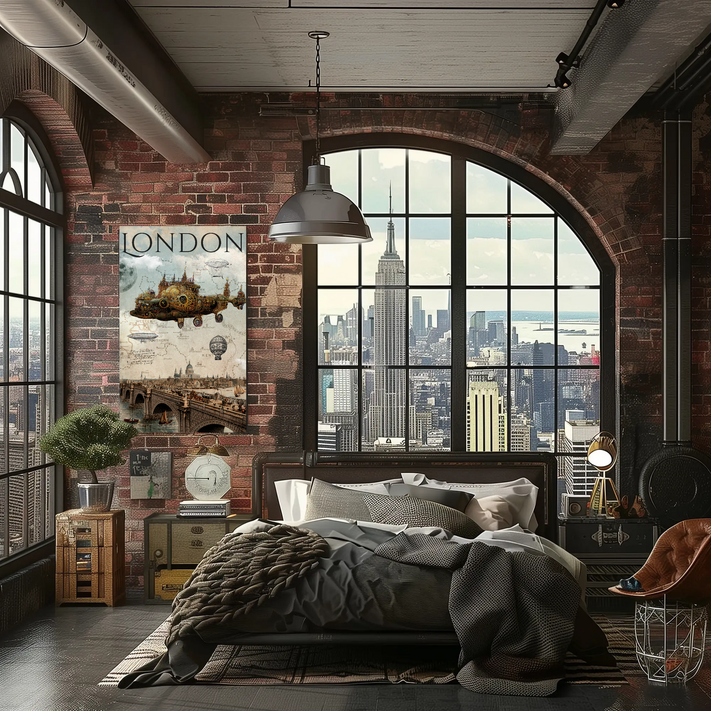 Vintage Poster Steampunk London Airship