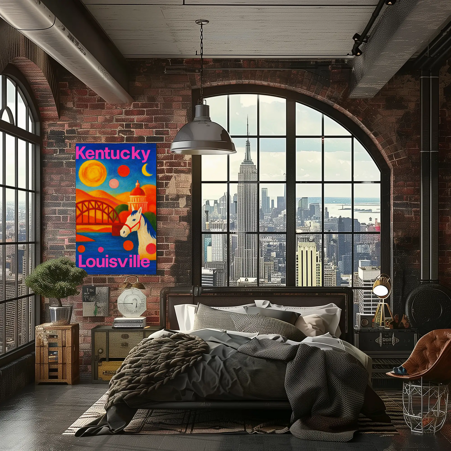 Louisville Kentucky Skyline Retro Vintage Travel Poster