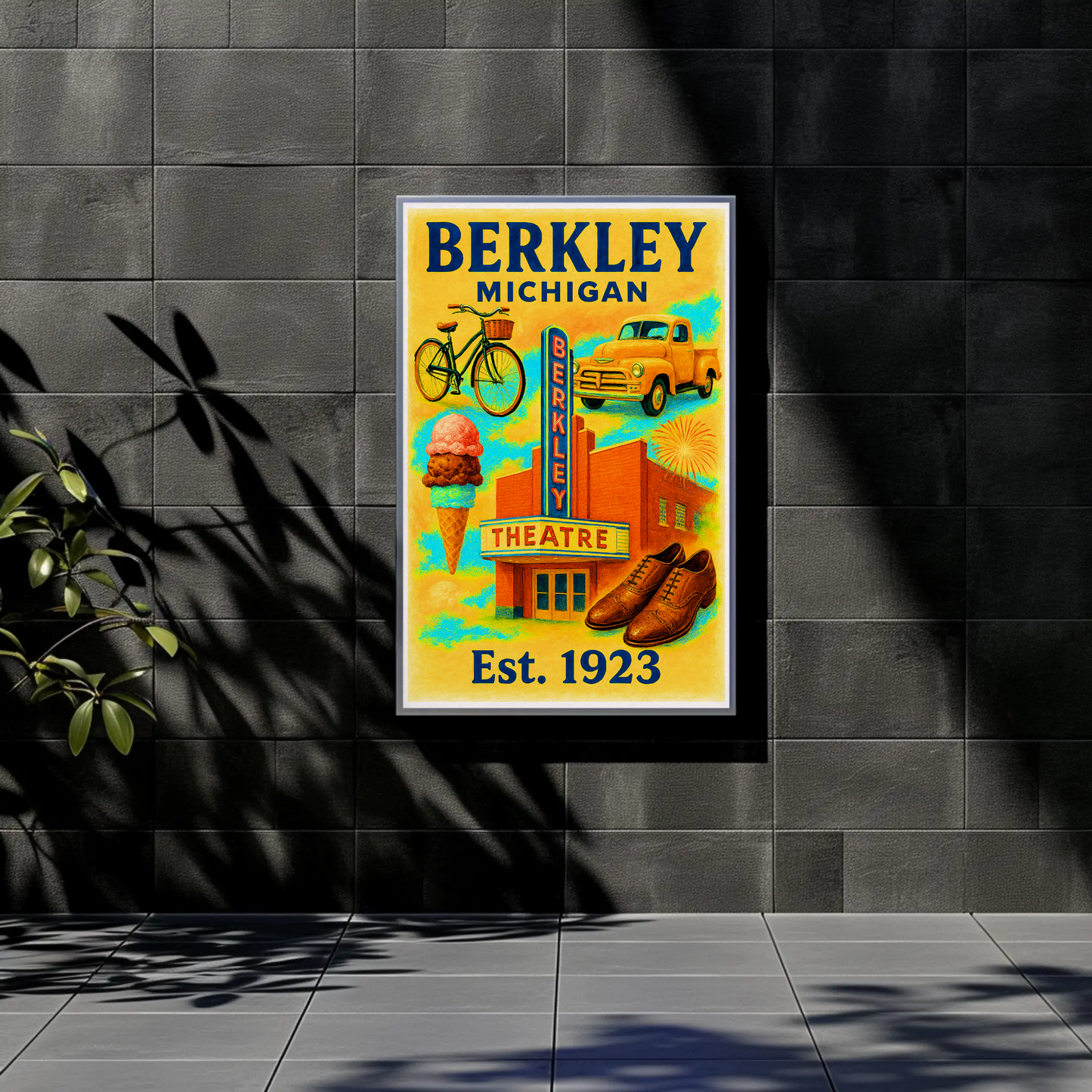 Berkley Michigan Wall Art Vintage Travel Poster