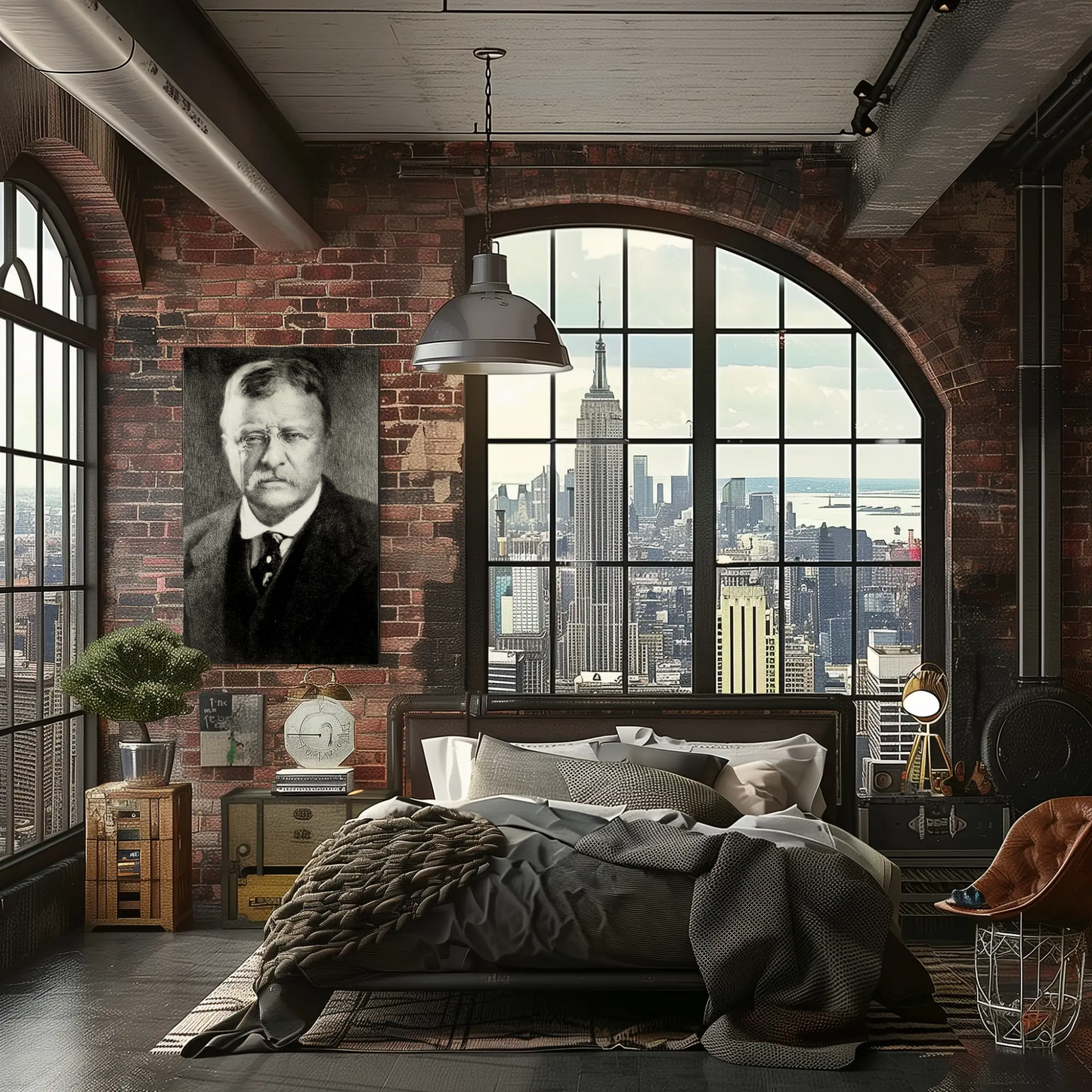 Theodore Roosevelt Portrait Drawing Vintage Poster