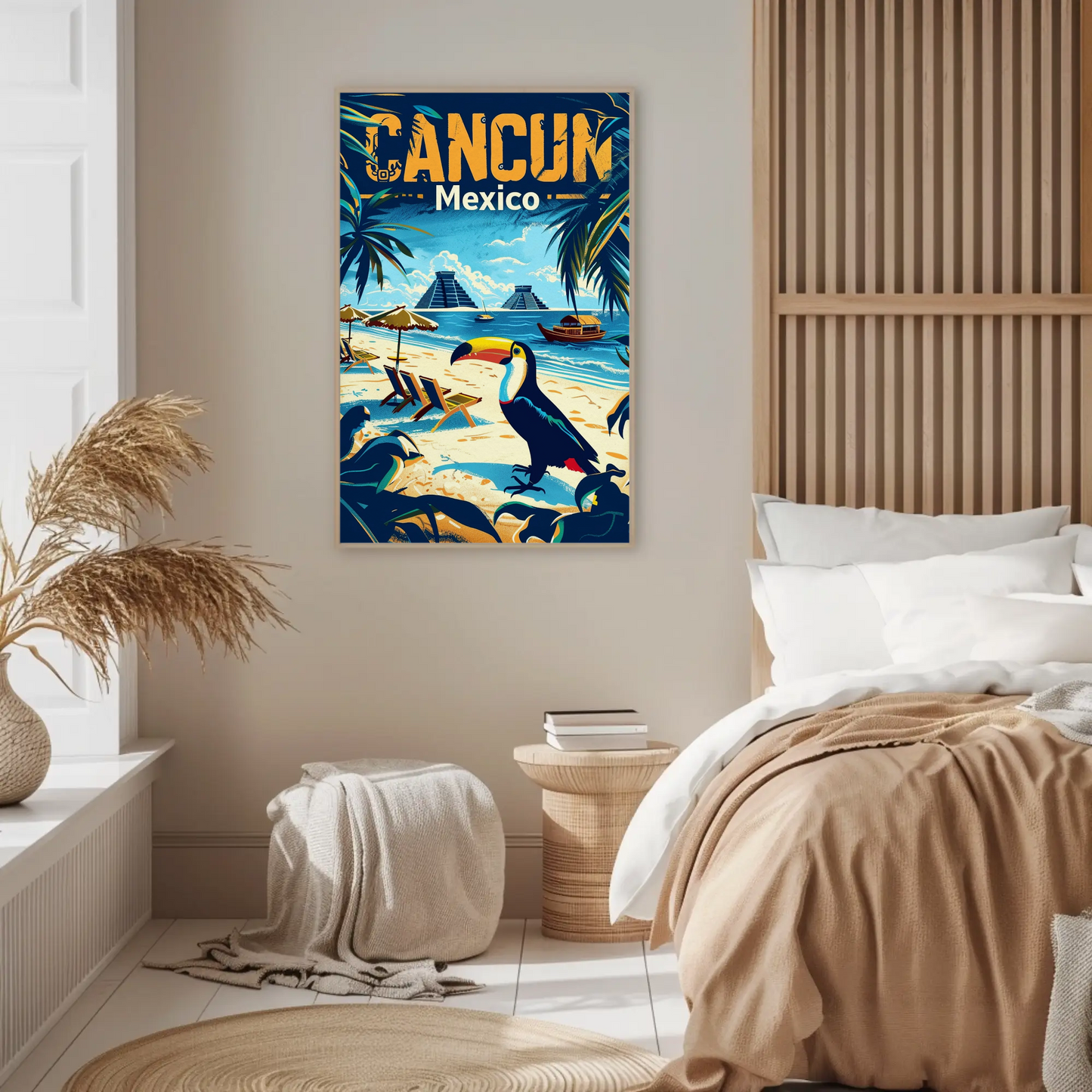 Tropical Sunset in Cancun Vintage Style Poster