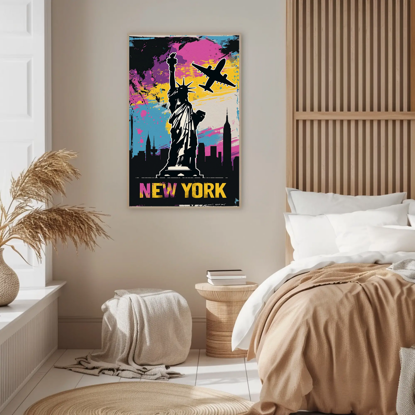 New York Skyline and Statue of Liberty Vintage Style Poster