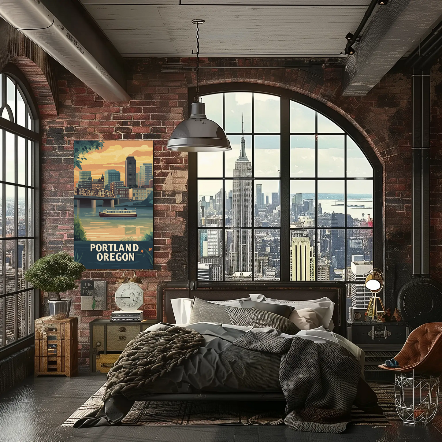 Portland Oregon Sunset Vintage Poster