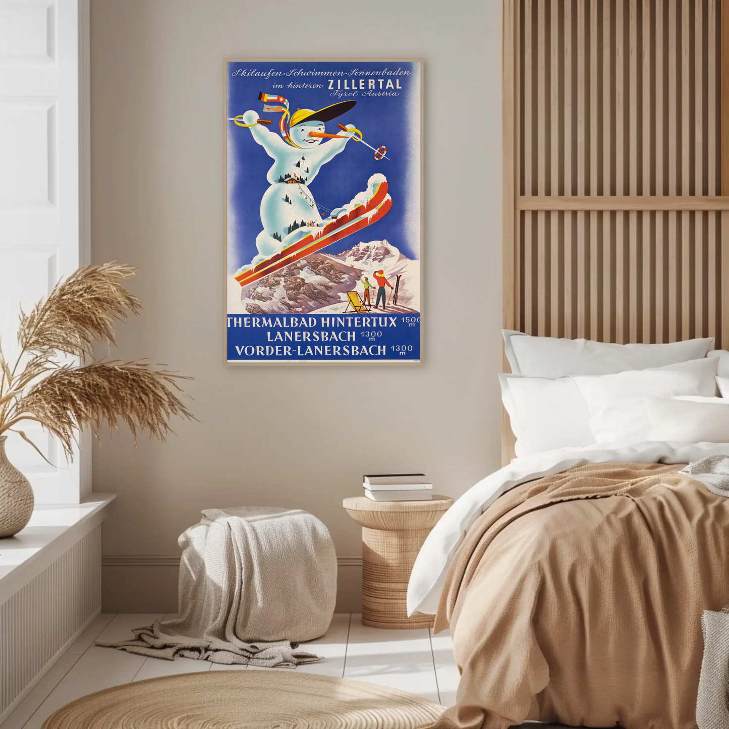 Austria Zillertal Thermalbad Hintertux Lanersbach 1955 Poster