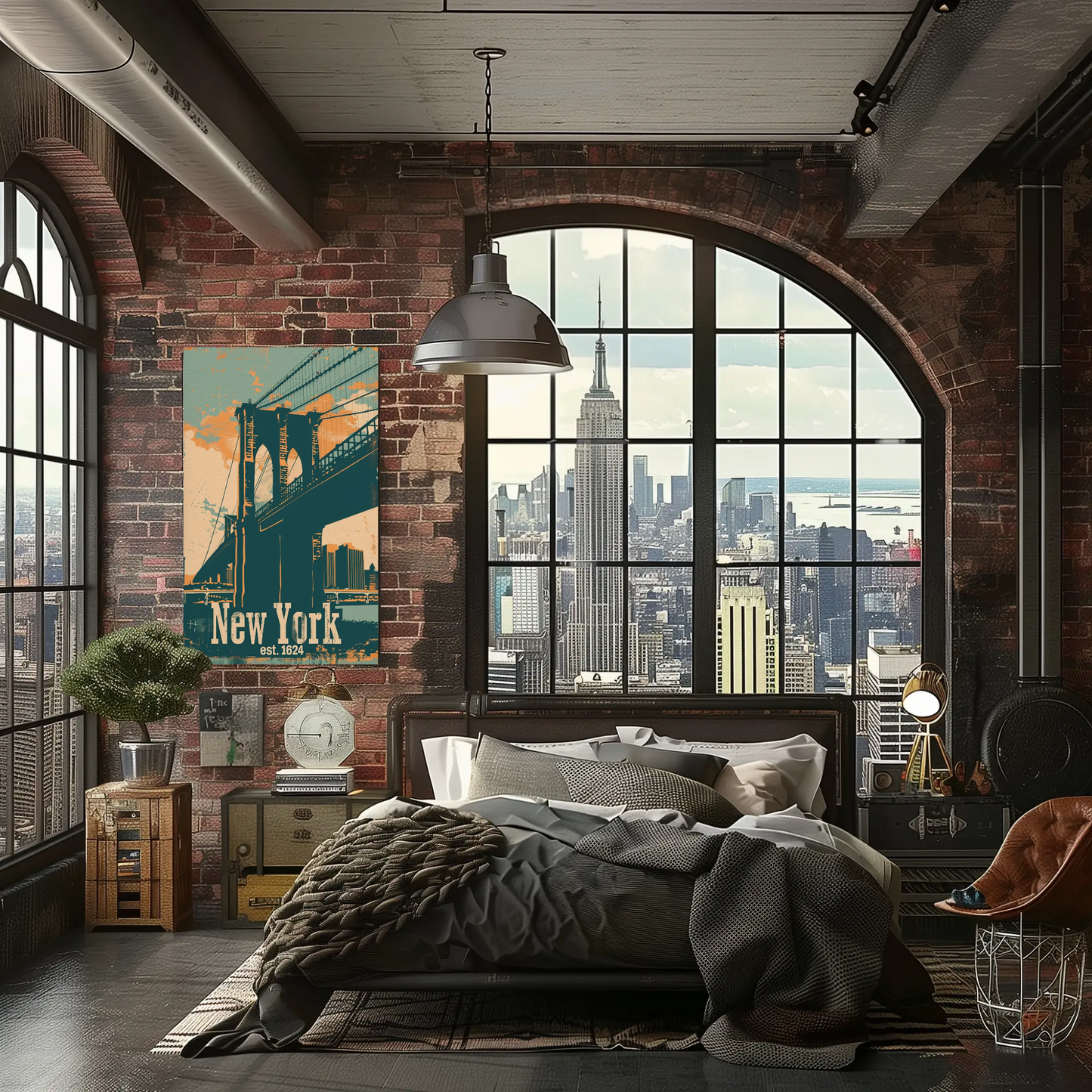 New York Brooklyn Bridge Vintage Poster