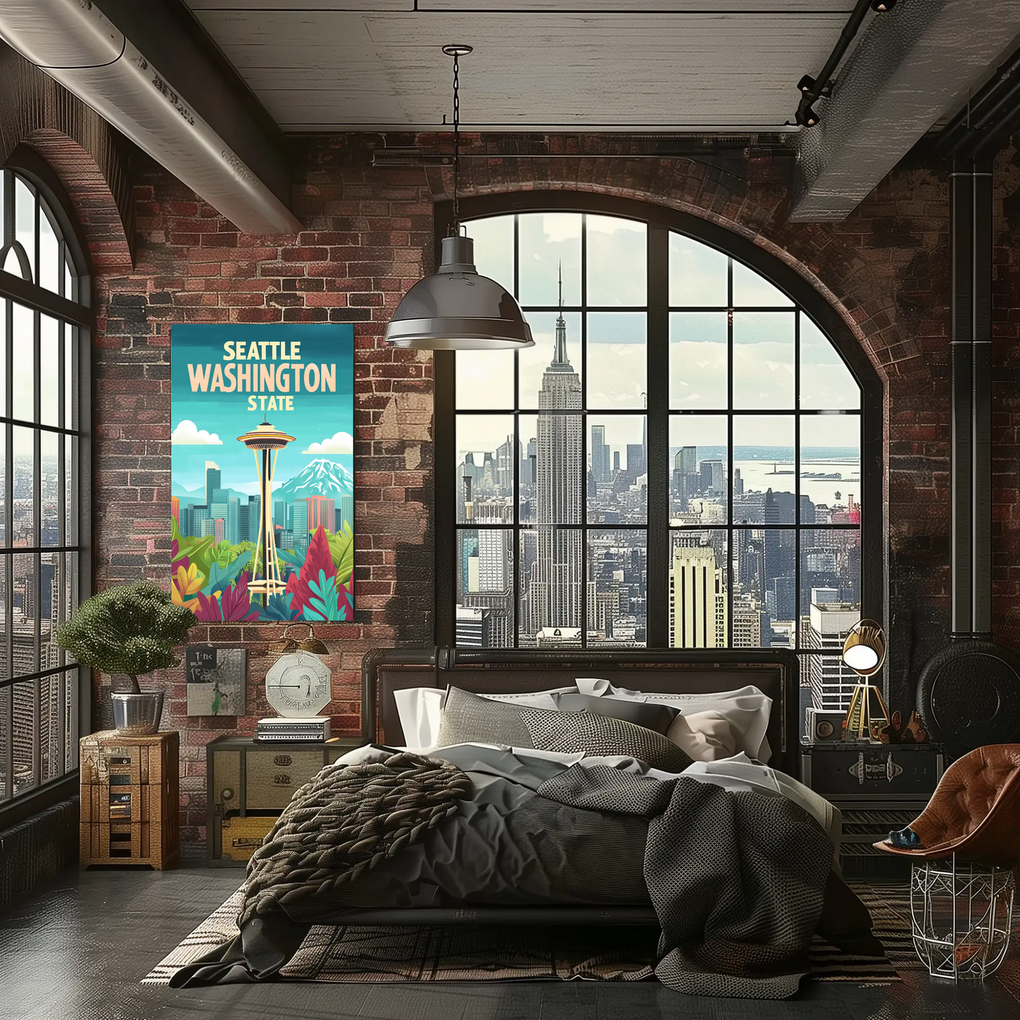 Seattle Washington State Vintage Style Poster