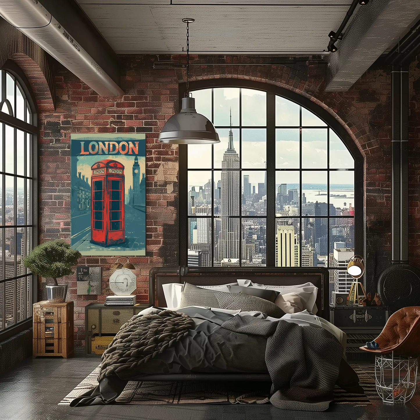 London Vintage Travel Poster - Phone Booth