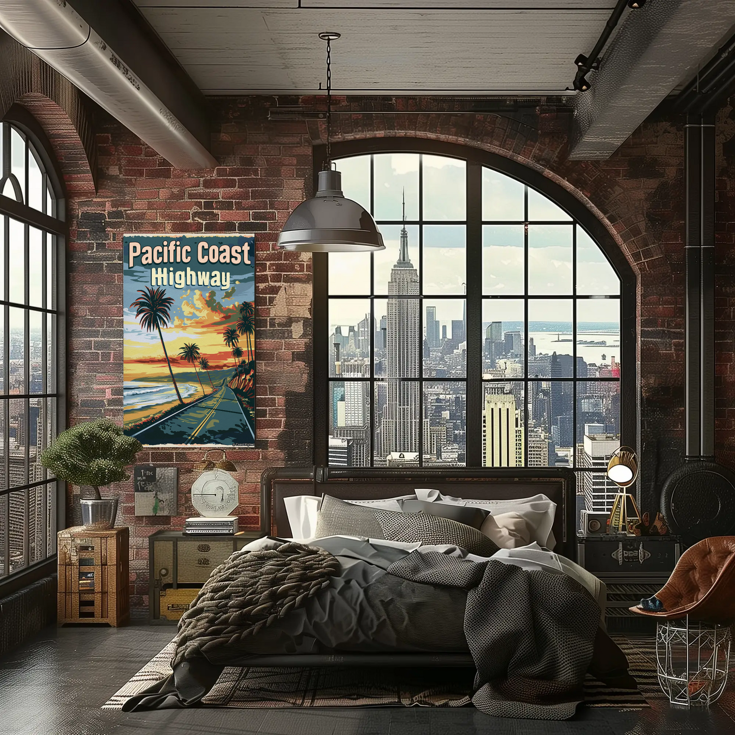 Pacific Coast Highway Vintage Poster - Sunset Road