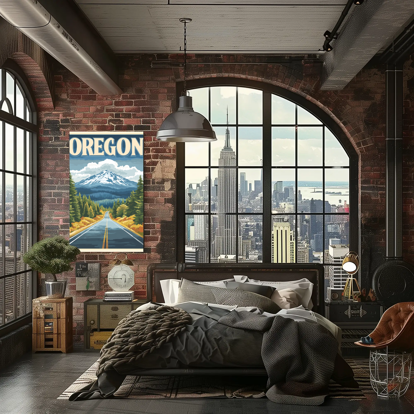 Oregon Vintage Poster - Scenic Mountain Road