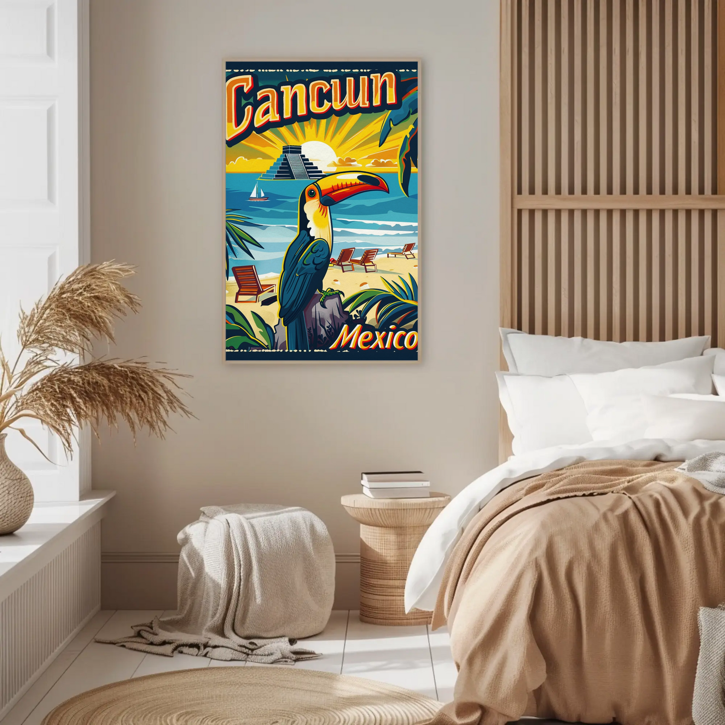 Tropical Sunset in Cancun Vintage Poster