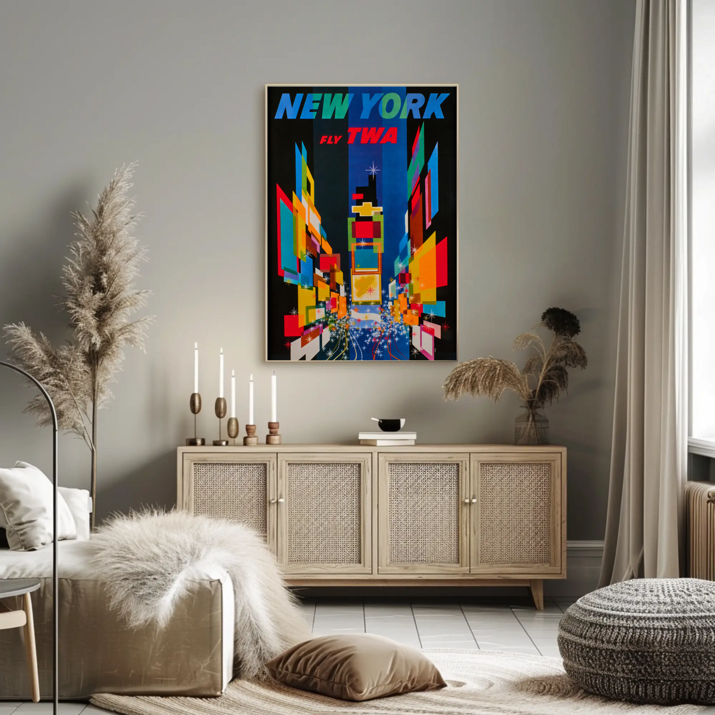 1960s New York Times Square TWA Vintage Style Travel Poster