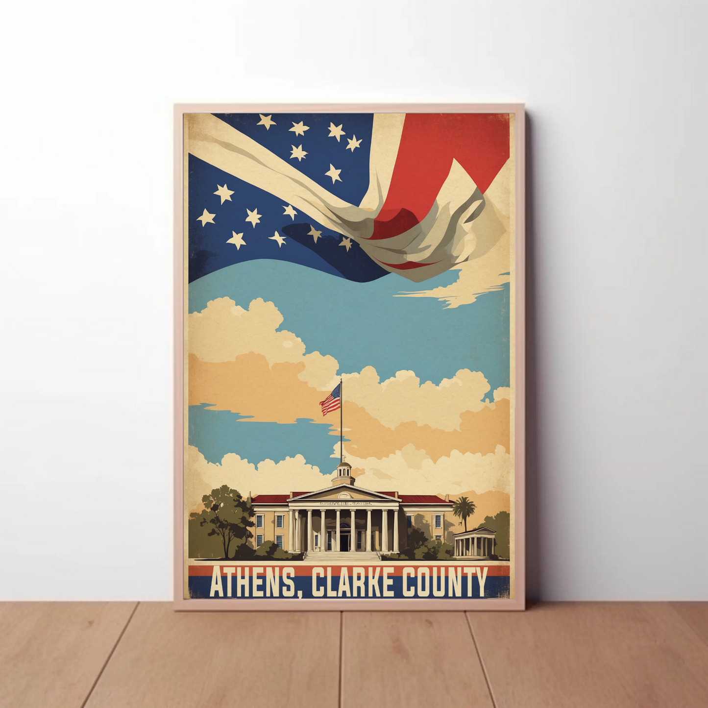 Athens Clarke County Georgia Capitol Vintage Travel Poster