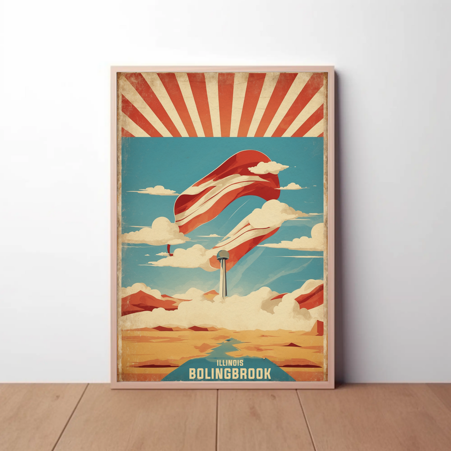 Bolingbrook Illinois Cityscape Art Print Vintage Travel Poster
