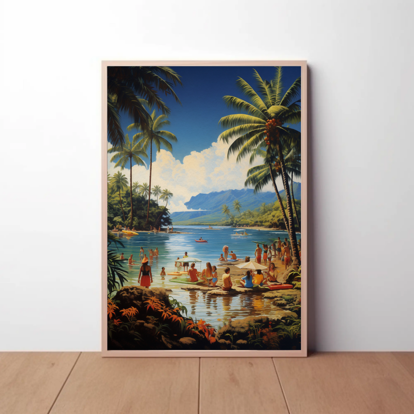 Tropical Lagoon Beach Paradise Vintage Travel Poster