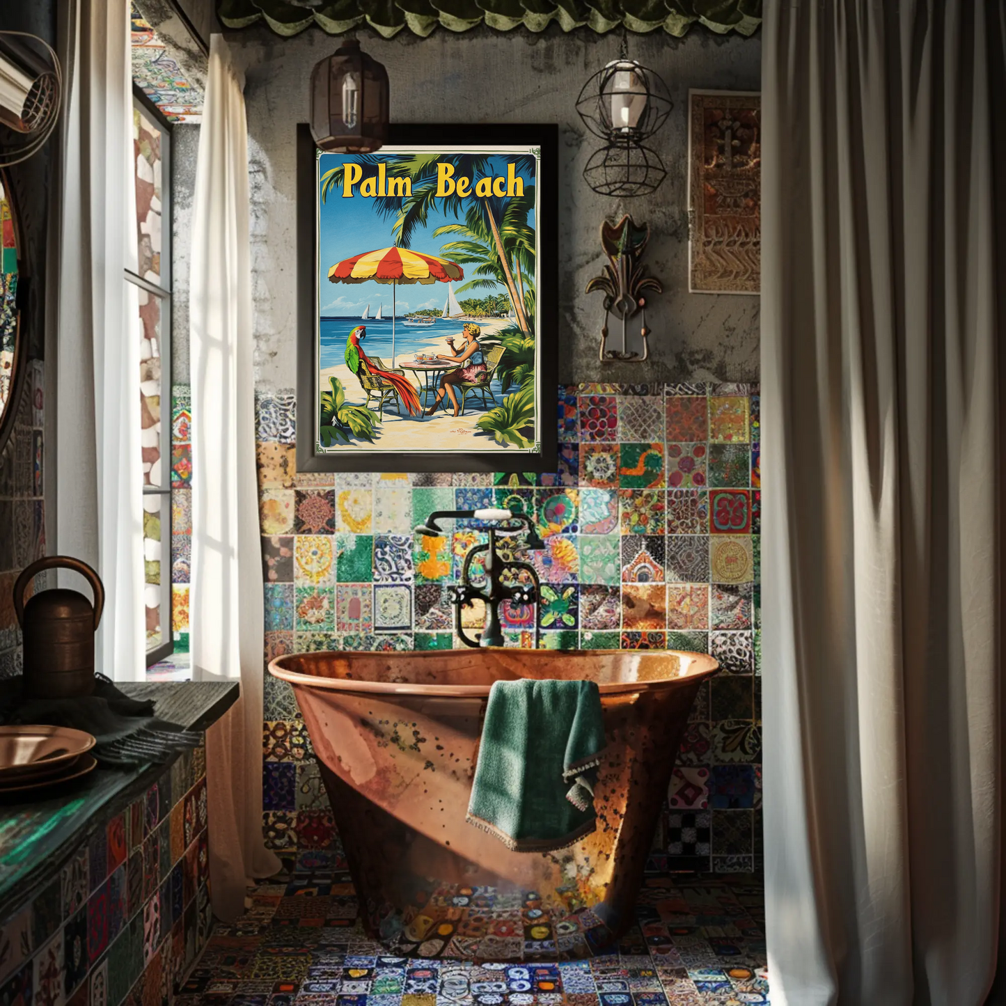 Palm Beach Vintage Poster Cafe Scene