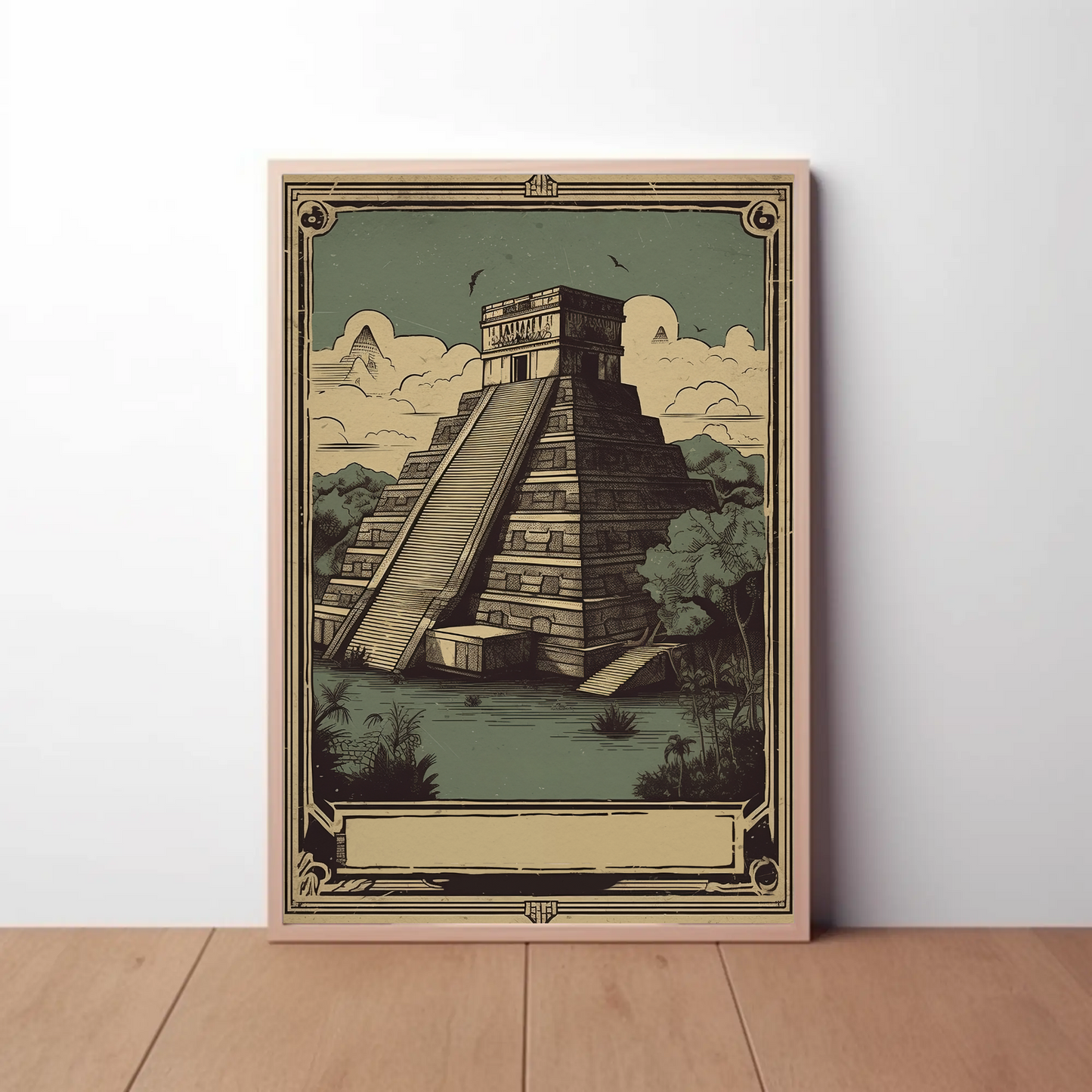 Mexico Mayan Temple Jungle Heritage Vintage Travel Poster