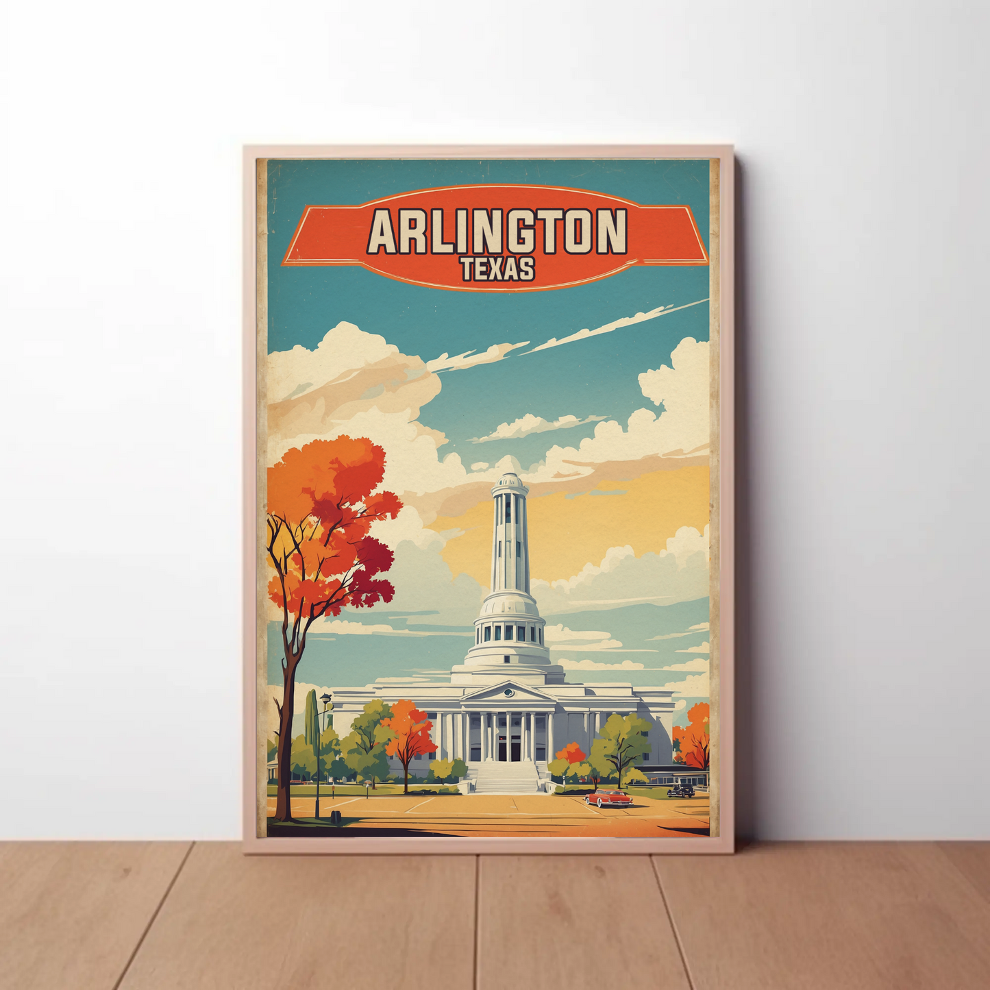 Arlington Texas Grand Capitol Vintage Travel Poster
