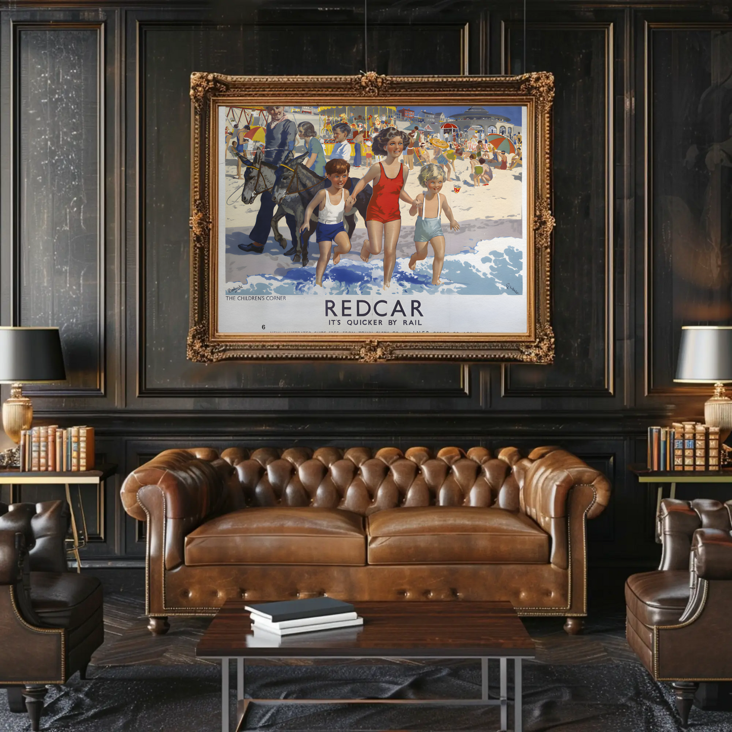 Redcar - It's Quicker by Rail Poster