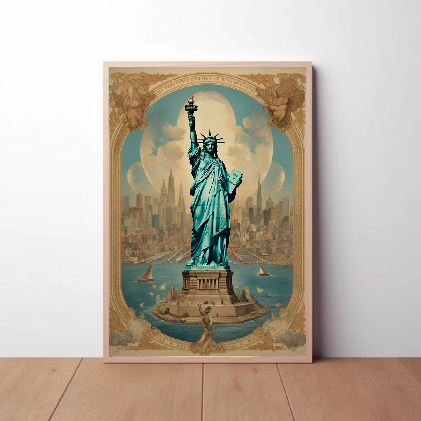 Statue Of Liberty New York Vintage Travel Poster