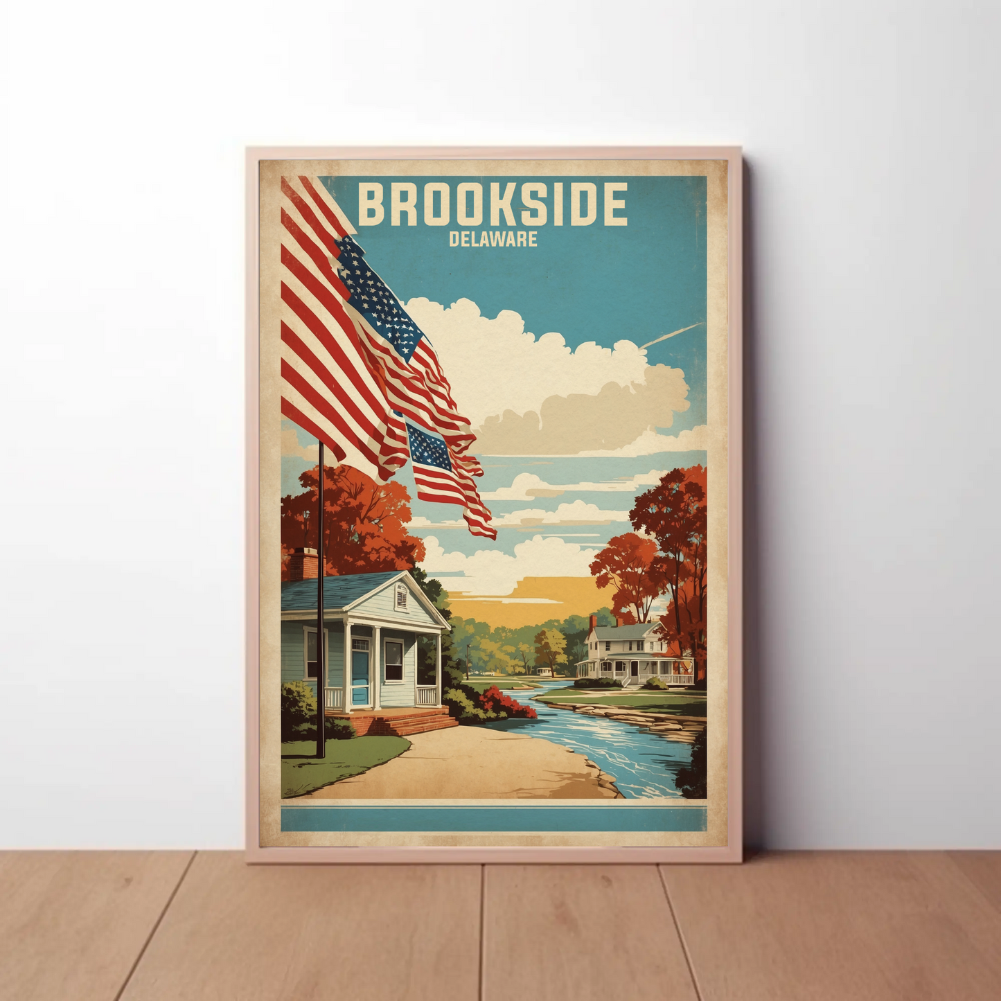 Brookside Delaware American Scene Art Vintage Travel Poster