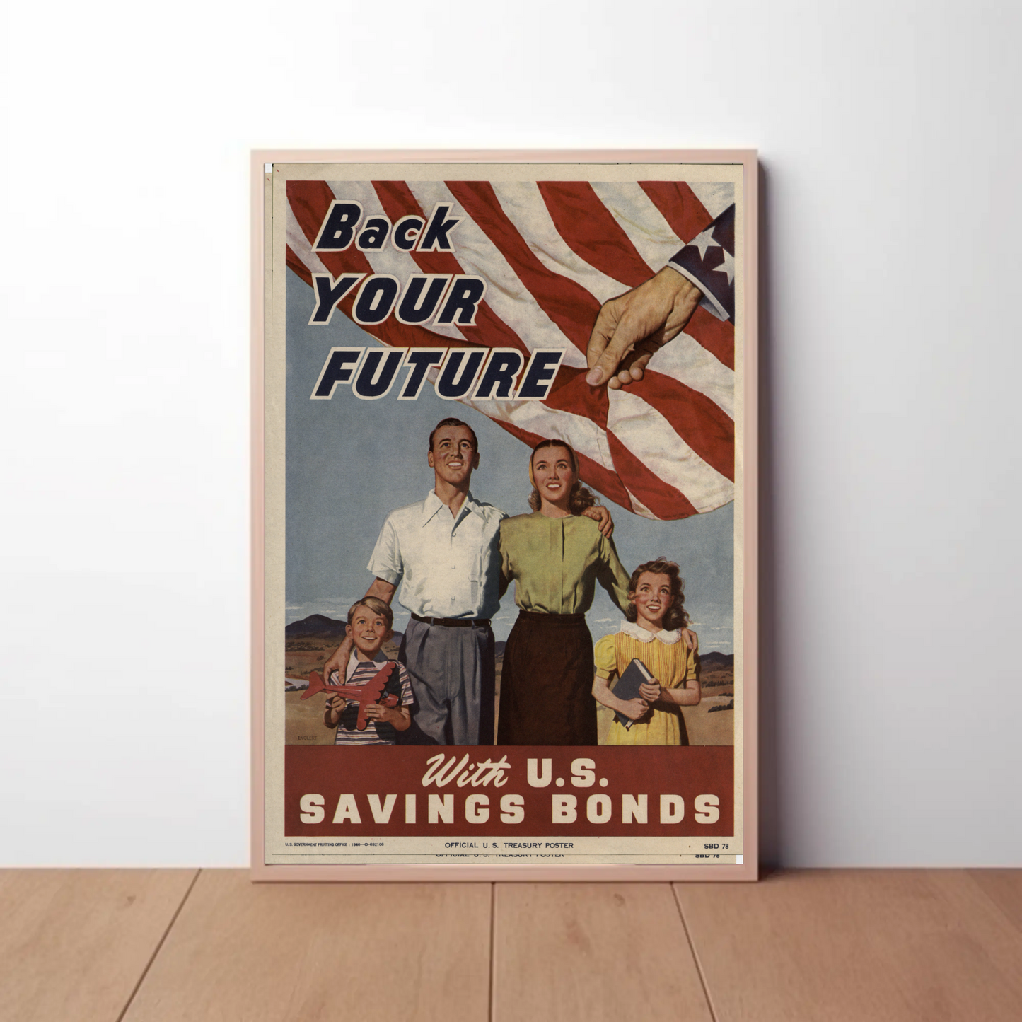 Back Your Future With U.S. Savings Bonds Vintage War Propaganda Poster