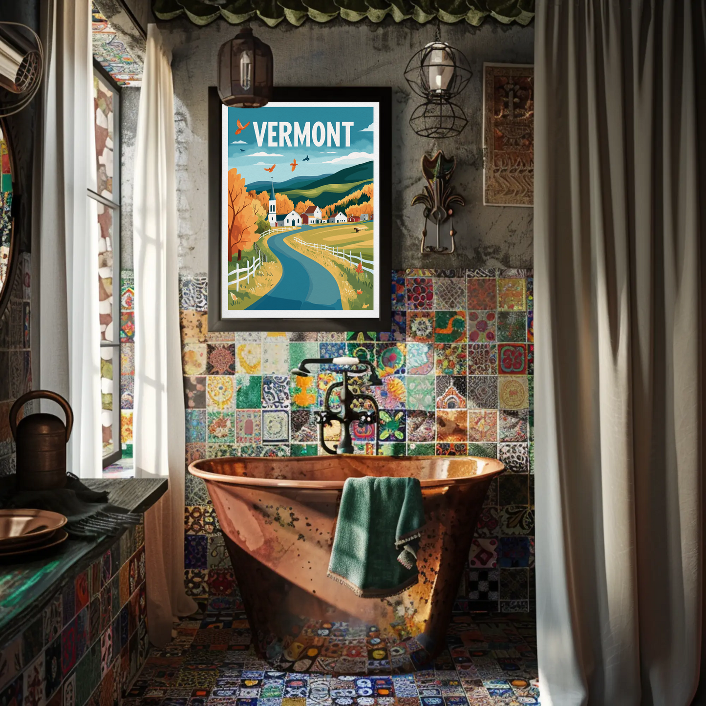 Vermont Vintage Poster - Mountain Road
