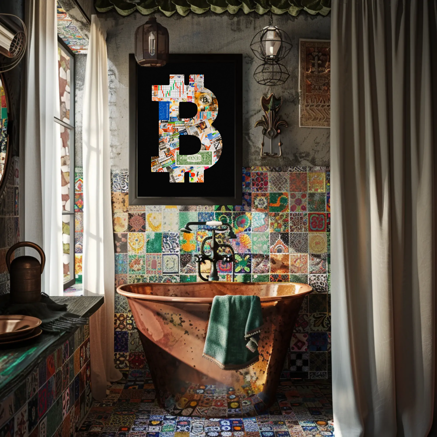 Vintage Poster Bitcoin Collage Art
