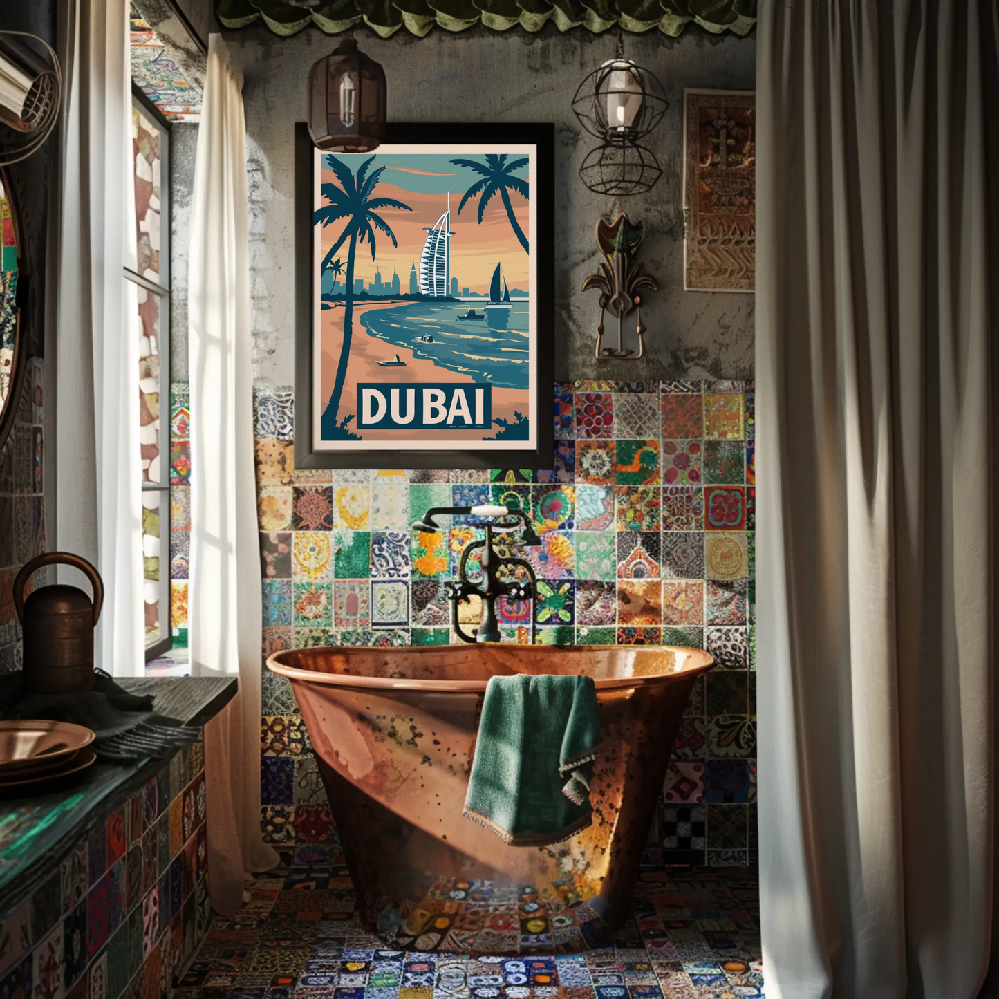 Dubai Beach Vintage Poster