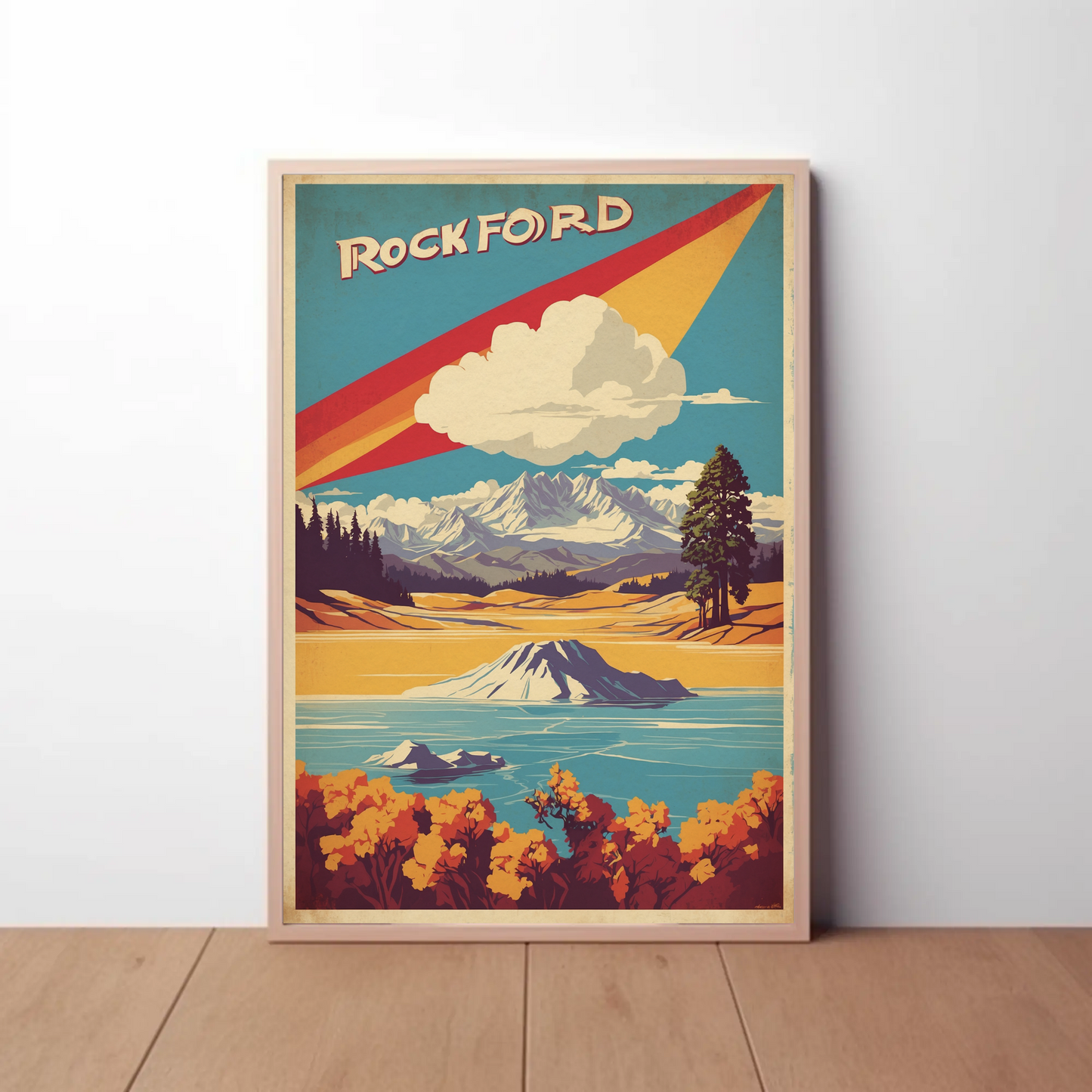 Rockford Illinois Vintage Travel Poster Artwork