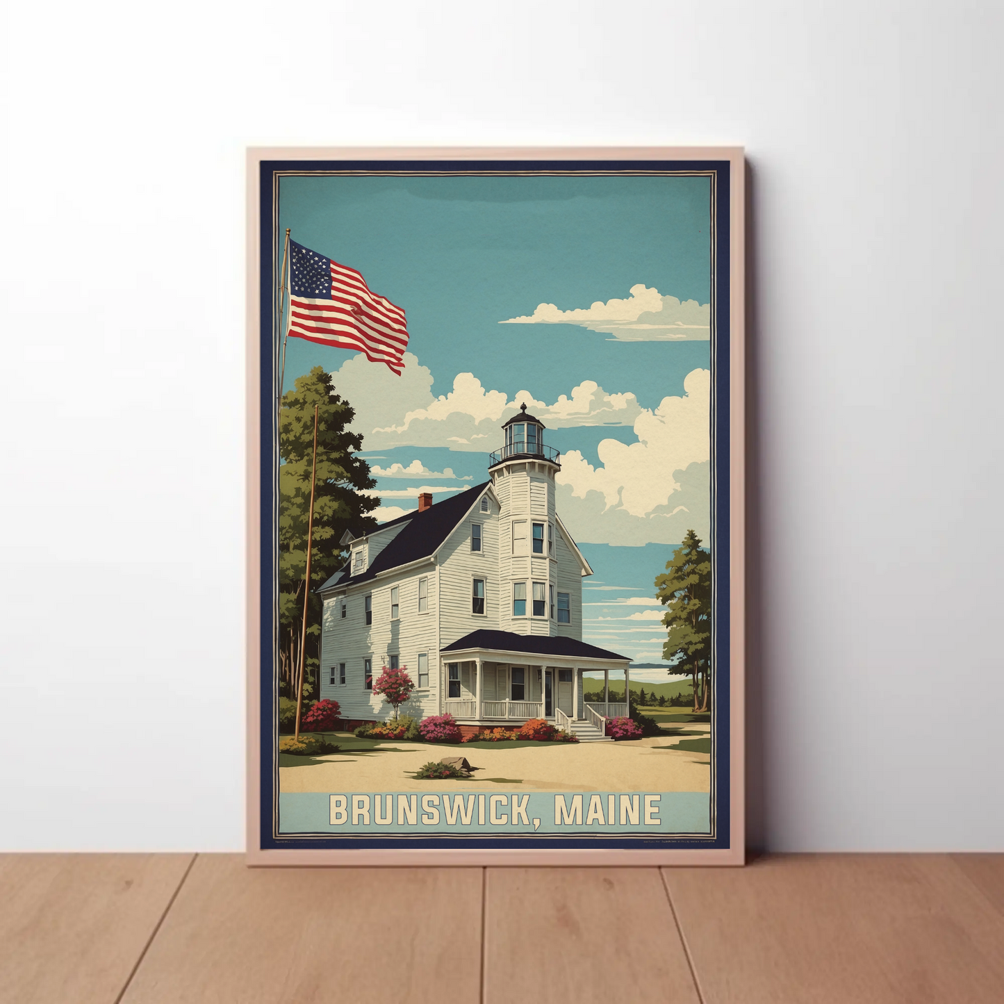 Brunswick Maine American Scene Art Vintage Travel Poster