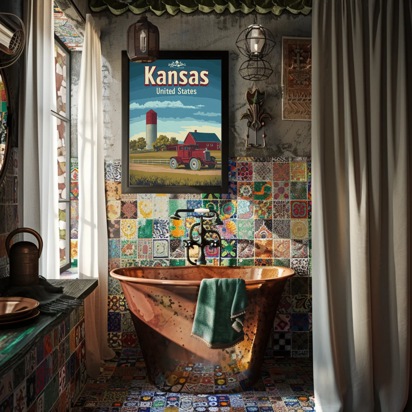 Kansas Farm Truck Vintage Poster