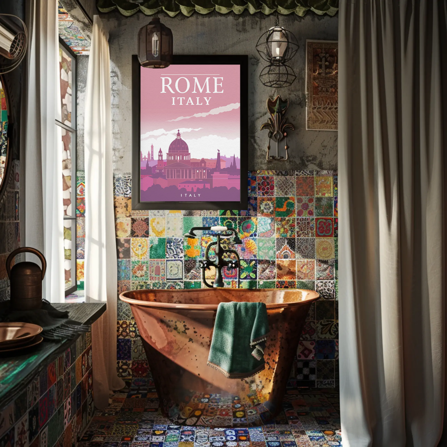 Rome: Cityscape in Pink Hues